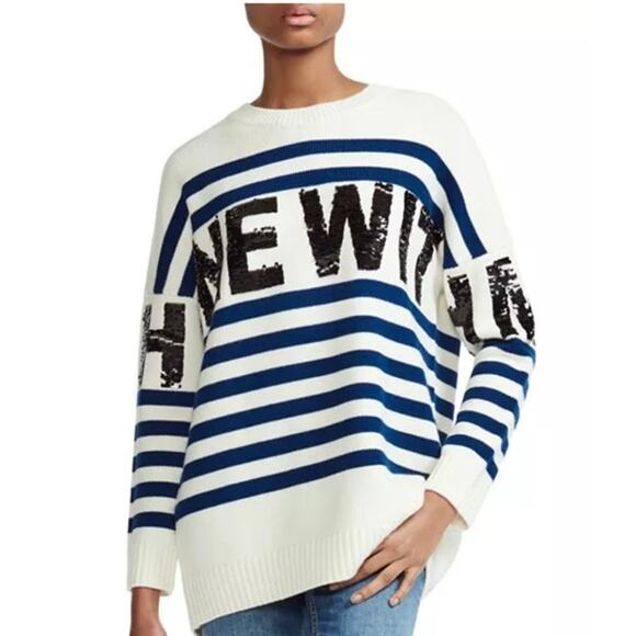 Maje Mystica Striped & Sequined Resort Sweater Size 0 - Picture 2 of 14